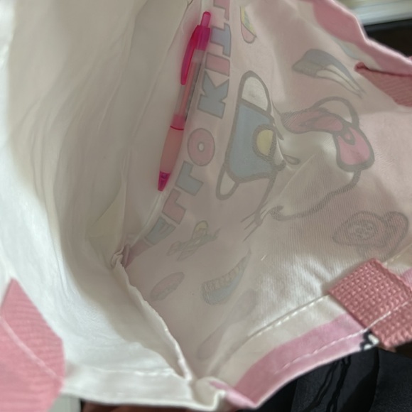 Hello Kitty Sanrio canvas tote 🩷 Pink Classic 🩷 Snack airplane milk New in bag - Picture 4 of 9